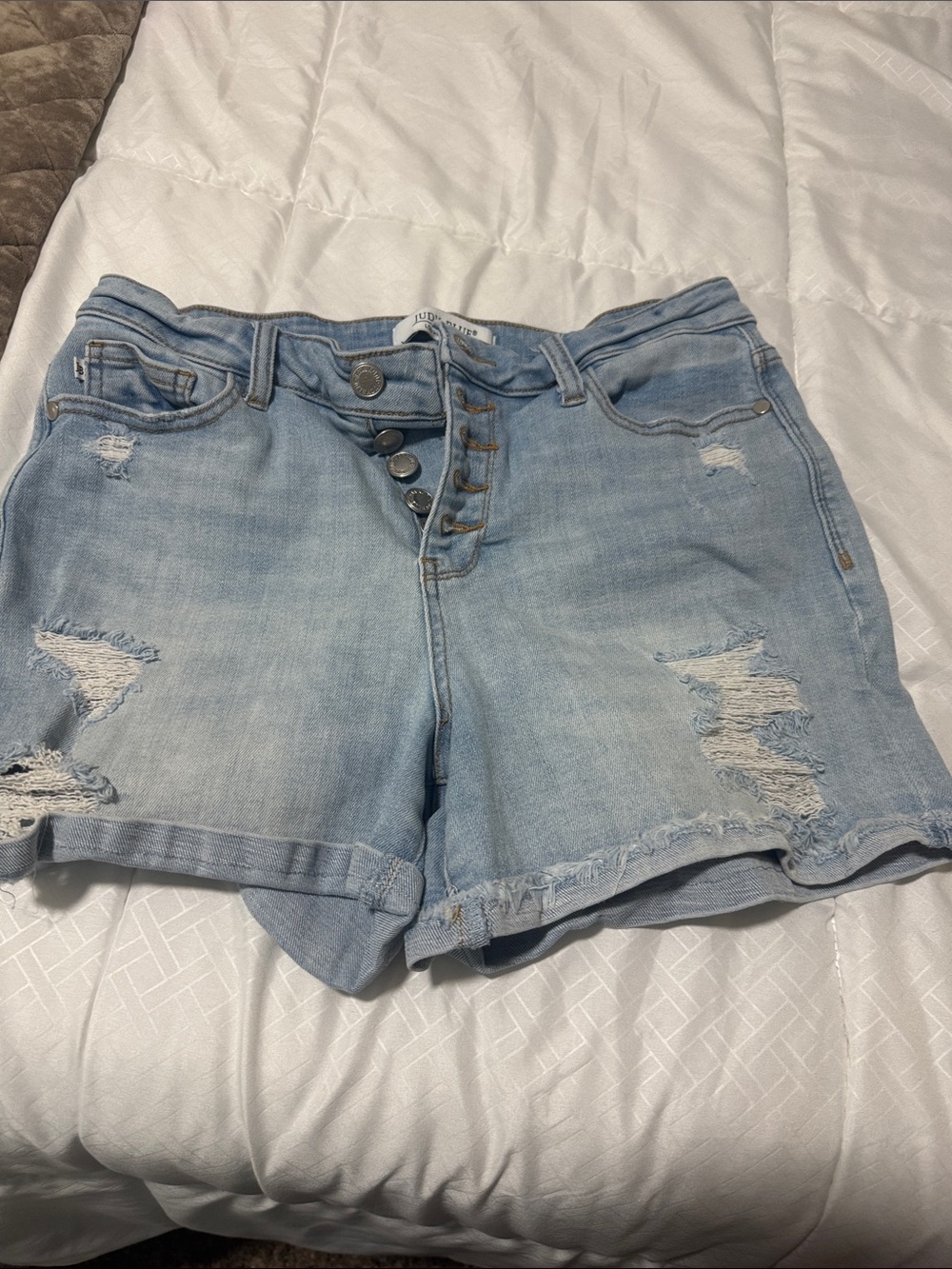 Judy blue Light Wash Distressed Denim Shorts - Women